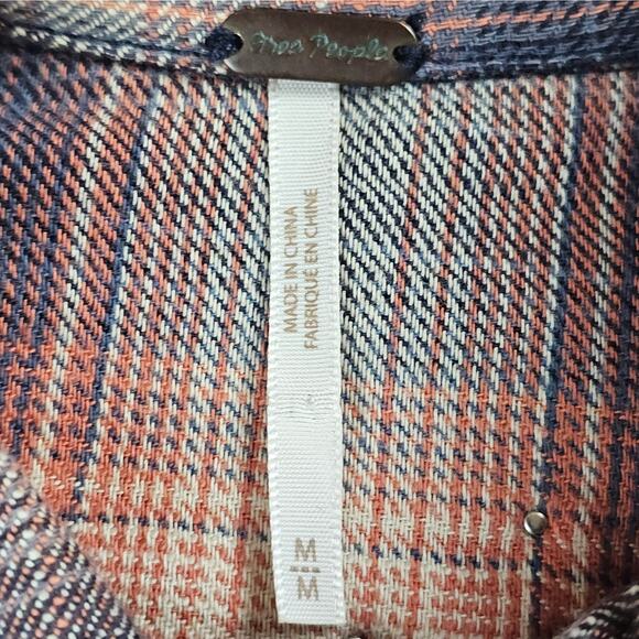 Free People Shirt Womens XS Multicolor Plaid Oversized Casual Studded Button Up - Picture 10 of 15